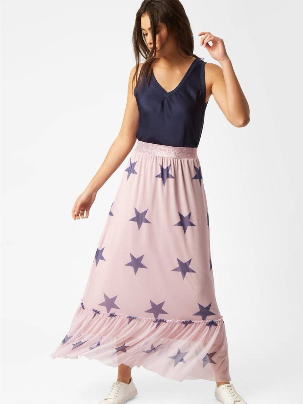 James Lakeland  star printed tulle maxi skirt